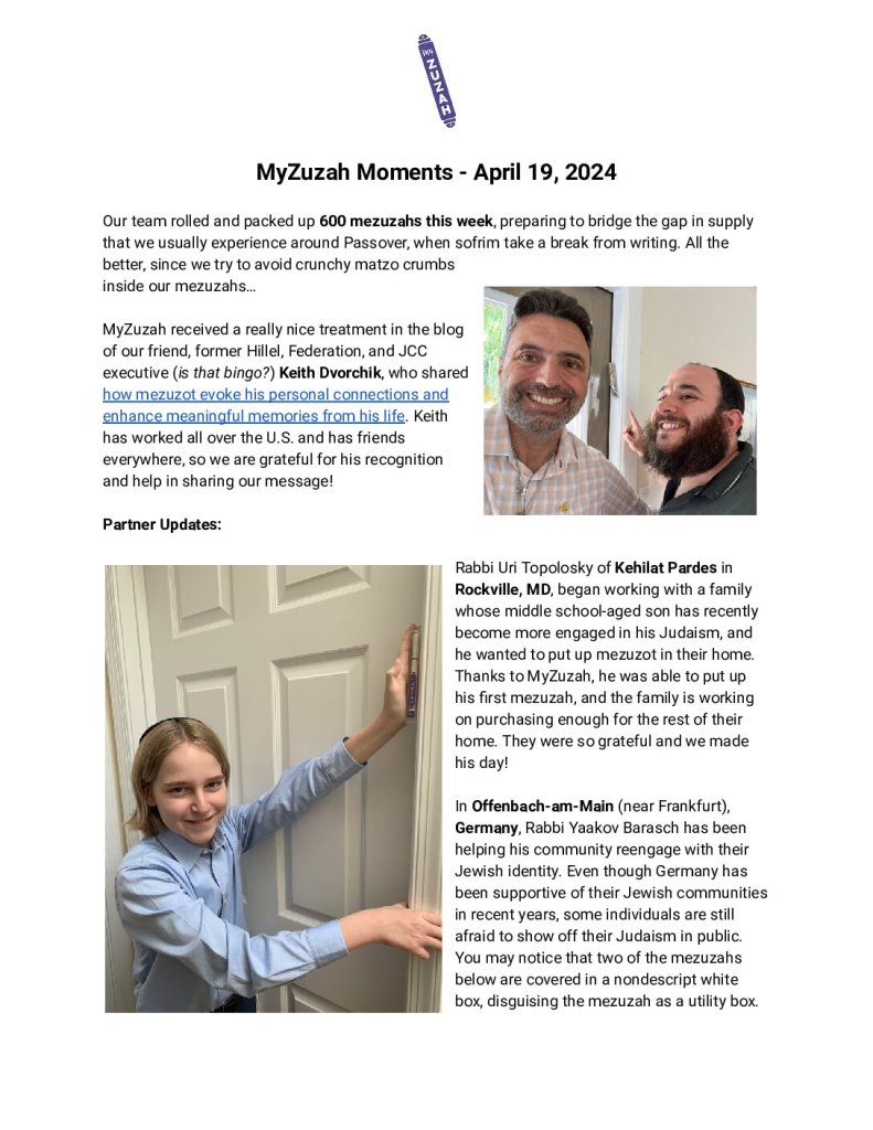 thumbnail of MyZuzah Moments – April 19, 2024